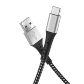 Cabo USB-C para USB-A nylon trançado 1.20MT ESC05BK Preto 1 UN Geonav