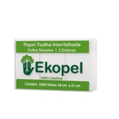 Papel Toalha 2 Dobras 19x21cm PT 1000 FL Ekopel