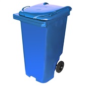 Lixeira Plástica com Tampa e Rodas 240L Azul 1 UN JSN