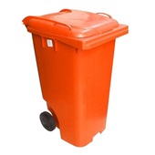 Lixeira Plástica com Tampa e Rodas 240L Laranja 1 UN JSN