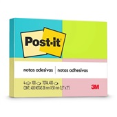Bloco de Notas Adesivo 38x50mm 4 Cores Neon 100 FL cada Post-it