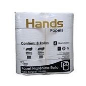 Papel Higiênico Folha Simples 300M PT 8 RL Hands
