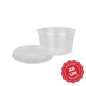 Kit Pote e Tampa de Plástico Redondo PP Liso 250ml PT 25 UN Copaza