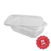 Kit Pote e Tampa de Plástico Retangular PP 250ml PT 25 UN Copaza