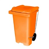 Contentor Movél para Lixo com Pedal 120L Laranja 1 UN JSN