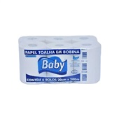 Papel Toalha Bobina 20cm x 200m 100% Celulose PT 6 RL Baby