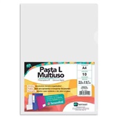 Pasta em L A4 Gofrado 1440 220x307mm Cristal 10 UN Chies