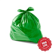 Saco de Lixo Verde 100L Com 100 UN Plastjoia