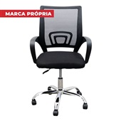 Cadeira Baixa Base Cromada Preto 1 UN Gimba