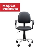 Cadeira Executiva em Courino Base Cromada Giratória Preta 1 UN Gimba