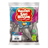 Balão 9 Metallic Balloon Prateado 25 UN São Roque