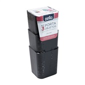 Porta Lápis e Objetos Preto 6413 PT 3 UN Dello