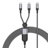 Cabo Dual USB-C para 2 USB-C 1,5m UCC08M Cinza 1 UN Geonav
