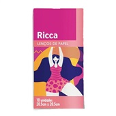 Lenço de Papel Folha Tripla 20,5x20,5cm 10 Folhas 1 UN Ricca