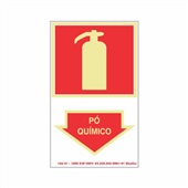 Placa Fotoluminescente PVC 20x30 Extintor Pó Químico 1 UN Sinalize