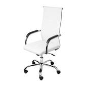 Cadeira Florença Alta em PU Base Rodízio Branca OR-3322 1 UN Or Design