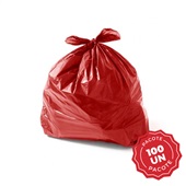 Saco de Lixo Reforçado 200L Vermelho 90x113cm PT 100 UN Poliplast
