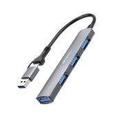 Hub USB 3.0 4 Portas HU-C500GY Cinza 1 UN C3Tech