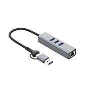 Hub USB 3.0 4 Portas HU-LAN1000GY Cinza 1 UN C3Tech