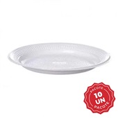Prato Descartável Raso Branco 18cm PT 10 UN Kerocopo