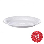 Prato Descartável Raso Branco 18cm CX 500 UN Kerocopo