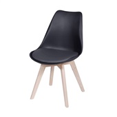 Cadeira PP Joly Almofadada PU Base Madeira OR-1108 Preto 1 UN Or Desig