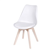 Cadeira PP Joly Almofada PU Base Madeira OR-1108 Branca 1 UN Or Design