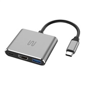 Hub Dock USB-C 3 em 1 com HDMI e USB 3.0 Power Delivery 100W Cinza AC4