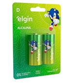 Pilha Alcalina Grande D Cartela 2 UN Elgin