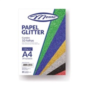 Papel Glitter 180g A4 Folhas Adesivas PT 10 FL Menno Gráficas