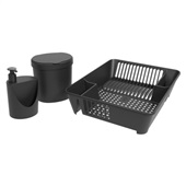 Kit Pia Single 3 Peças Preto (1 Dispenser 500ml, 1 lixeira 2,5L, 1 Esc