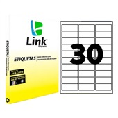Etiqueta Adesiva InkJet e Laser Carta  25,4 X 66,7mm Branco 30 Etiquetas 100 Folhas Link Etiquetas