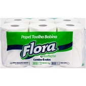 Papel Toalha Bobina Flora Papéis 20cm x 150m 100% Celulose 6 RL