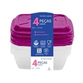 Conjunto de Potes Retangulares Everyday 400ml 4 Peças Plásticos MB