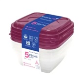 Conjunto de Potes Retangulares Everyday 800ml 5 Peças Plásticos MB
