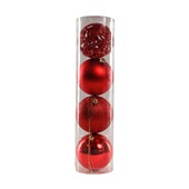 Bolas de Natal Mistas Yangzi Vermelhas 8cm 4 UN