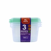 Pote Plástico Multiuso Mr. Pots Quadrado 1300ml Clear Verde Pastel Kit