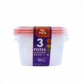 Pote Plástico Multiuso Mr. Pots Quadrado 1300ml Clear Rosa Pastel Kit