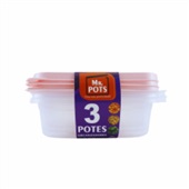 Pote Plástico  Mr. Pots Multiuso Quadrado 700ml Clear Rosa Pastel Kit