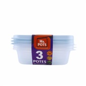 Pote Plástico Mr. Pots Multiuso Quadrado 700ml Clear Azul Pastel Kit 3