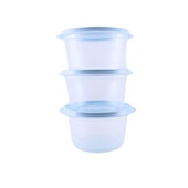 Pote Plástico Multiuso Mr. Pots Redondo 1100ml Clear Azul Pastel Kit 3