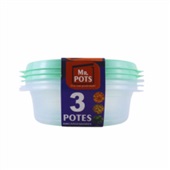 Pote Plástico Multiuso Mr. Pots Redondo 600ml Clear Verde Pastel Kit 3