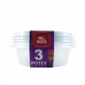 Pote Plástico Multiuso Mr. Pots Redondo 600ml Clear Azul Pastel Kit 3