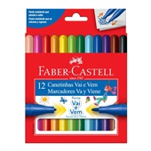 Caneta Hidrográfica Faber Castell Ponta Vai e Vem 12 Cores
