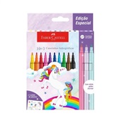 Caneta Hidrográfica Faber Castell Coleção Unicórnio 10 Cores Regulávei