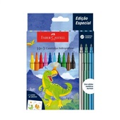 Caneta Hidrográfica Faber Castell Coleção Dinossauro 10 Cores Reguláve