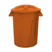 Cesto de Lixo Lar Plásticos Redondo com Tampa 100L Laranja 1 UN
