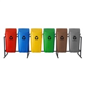 Kit Coleta Seletiva Lar Plásticos com Tampa Basculante 6 Cestos 60L Ca