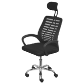 Cadeira Viena OR Desig Alta Tela Preta Base Rodizio Cromada OR-3324 1