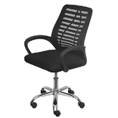 Cadeira Viena OR Desig Baixa Tela Preta Base Rodizio Cromada OR-3324 1